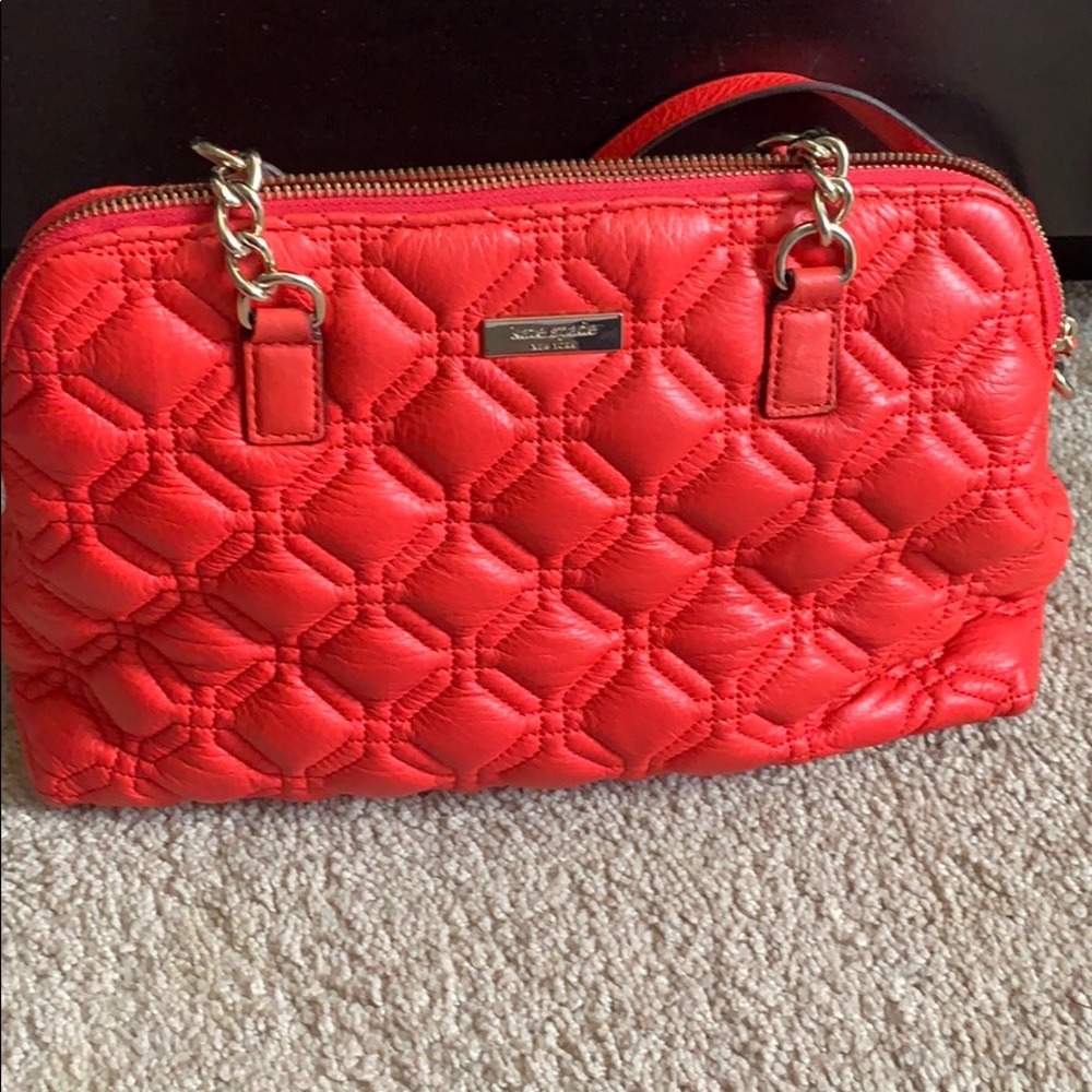 Orangepink Kate Spade purse with crossbody satchel